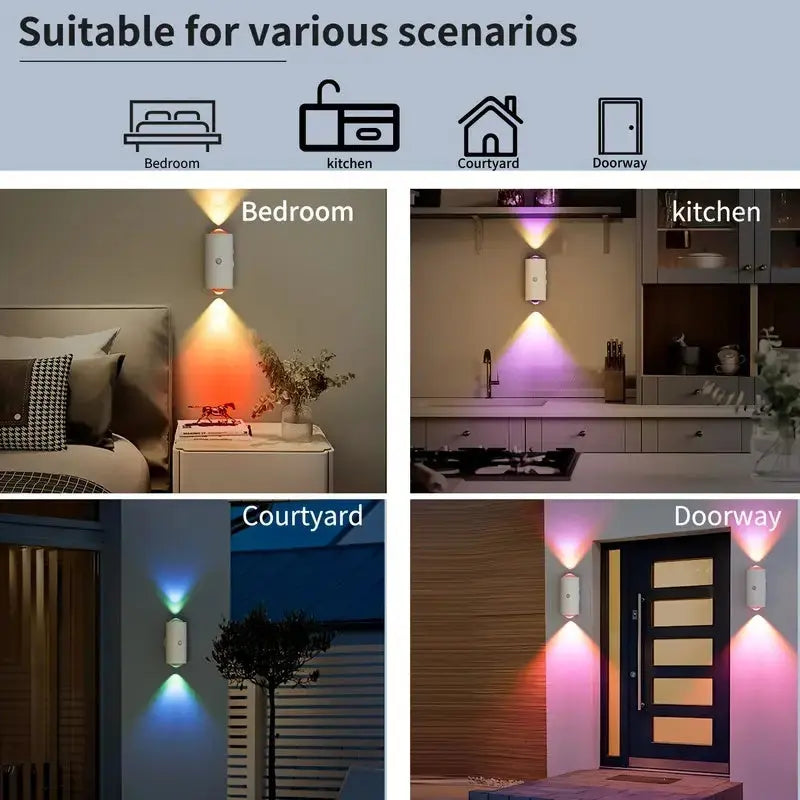 RGB Gradient LED Night Light With Motion Sensor Wall Lamp Rechargeable Ambient Light Dimmable Indoor Lights Magnetic Step Lamp - Kitchen Outlet Store Home