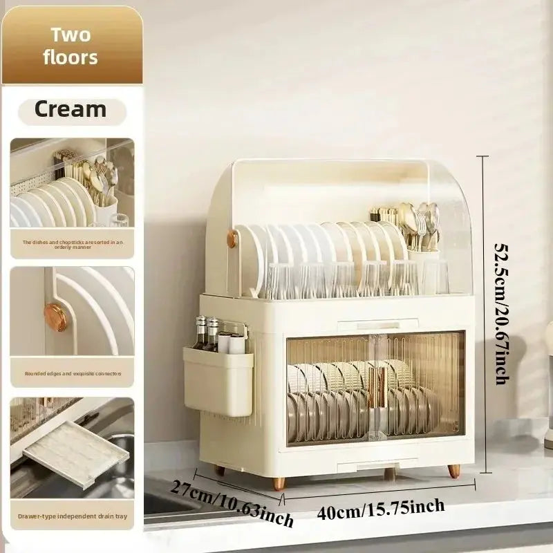 Kitchen Bowl Rack, Tableware Storage Box, Household with Lid, Tableware, Bowl Box, Dish Drain Rack, Plastic Cupboard Kitchen Outlet Store Home