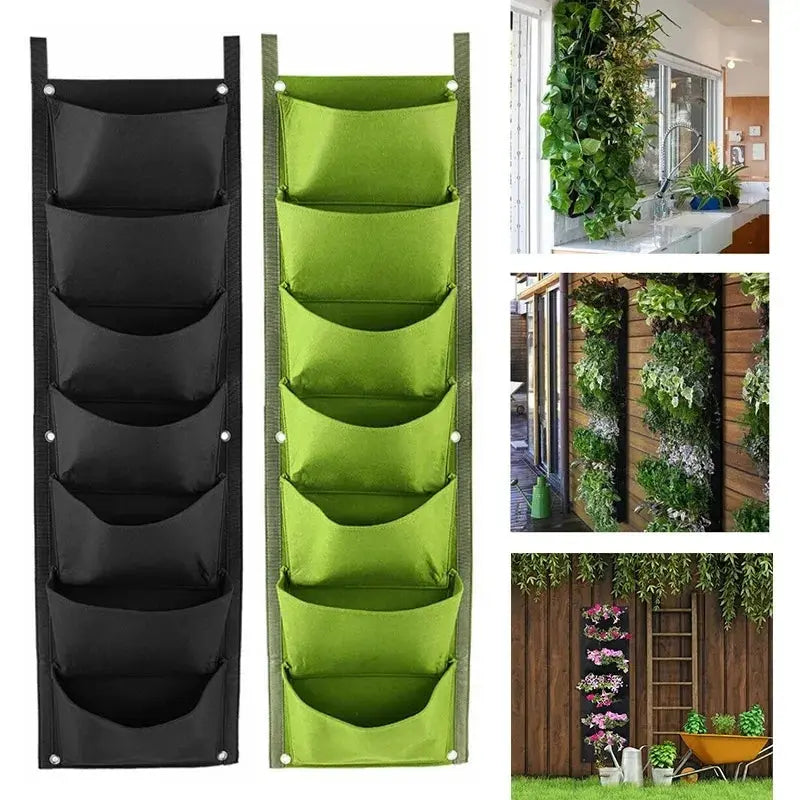 7 Pocket Vertical Growing Planting Bag Felt Fabric Wall Hanging - Kitchen Outlet Store Home
