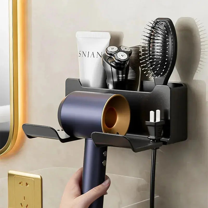 Wall mounted non perforated hair dryer storage rack - Kitchen Outlet Store Home