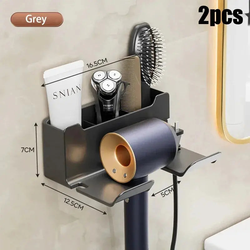 Wall mounted non perforated hair dryer storage rack - Kitchen Outlet Store Home