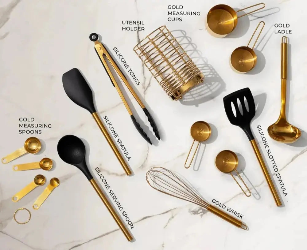 Black and Gold Kitchen Utensils Set - Kitchen Outlet Store Home