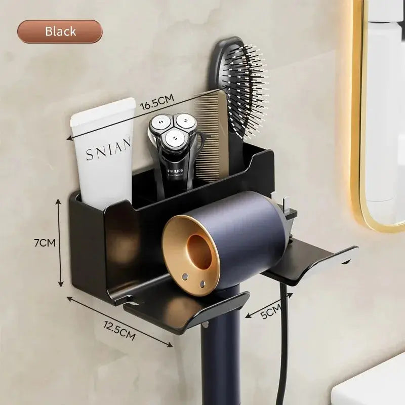 Wall mounted non perforated hair dryer storage rack - Kitchen Outlet Store Home