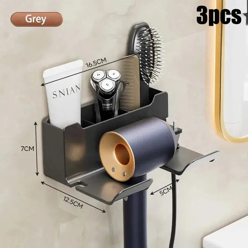 Wall mounted non perforated hair dryer storage rack - Kitchen Outlet Store Home