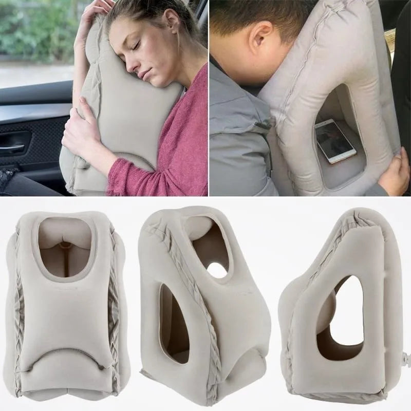 Upgraded Inflatable Air Cushion Travel Pillow Headrest