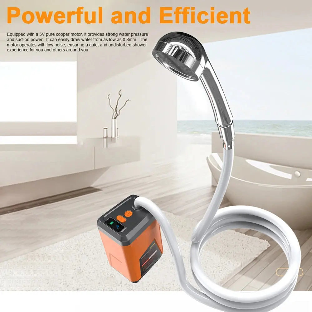 Portable Camping Shower Outdoor Electric Shower Pump Rechargeable Battery Powered Shower - Kitchen Outlet Store Home