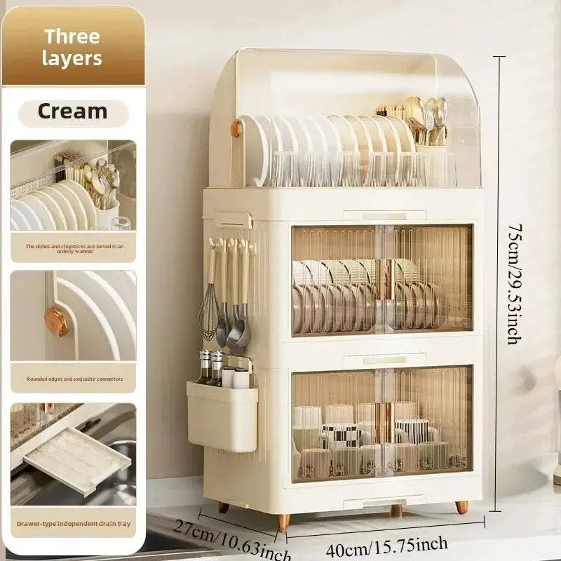 Kitchen Bowl Rack, Tableware Storage Box, Household with Lid, Tableware, Bowl Box, Dish Drain Rack, Plastic Cupboard Kitchen Outlet Store Home