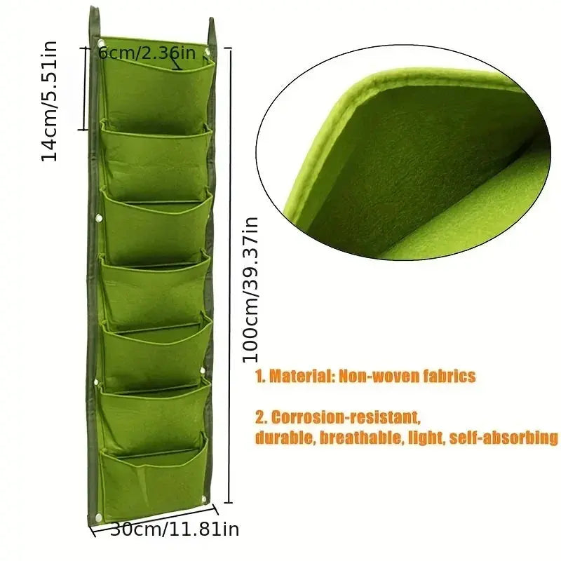 7 Pocket Vertical Growing Planting Bag Felt Fabric Wall Hanging - Kitchen Outlet Store Home