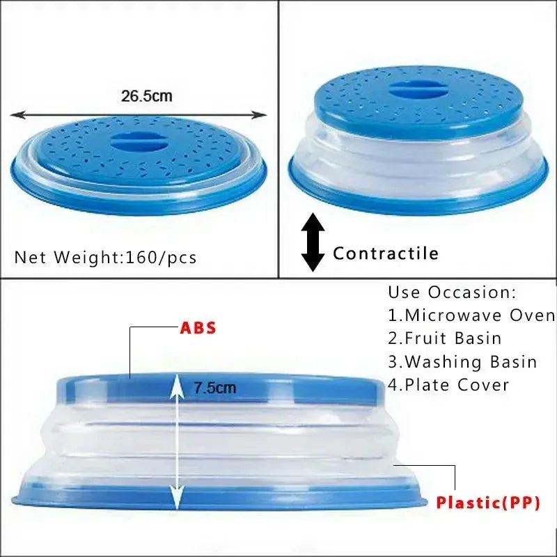 Kitchen Tools Microwave Splatter Cover Heating Folding Cover Fresh-keeping Cover Oil-proof Splash-proof Cover Cooking Lid Kitchen Outlet Store Home