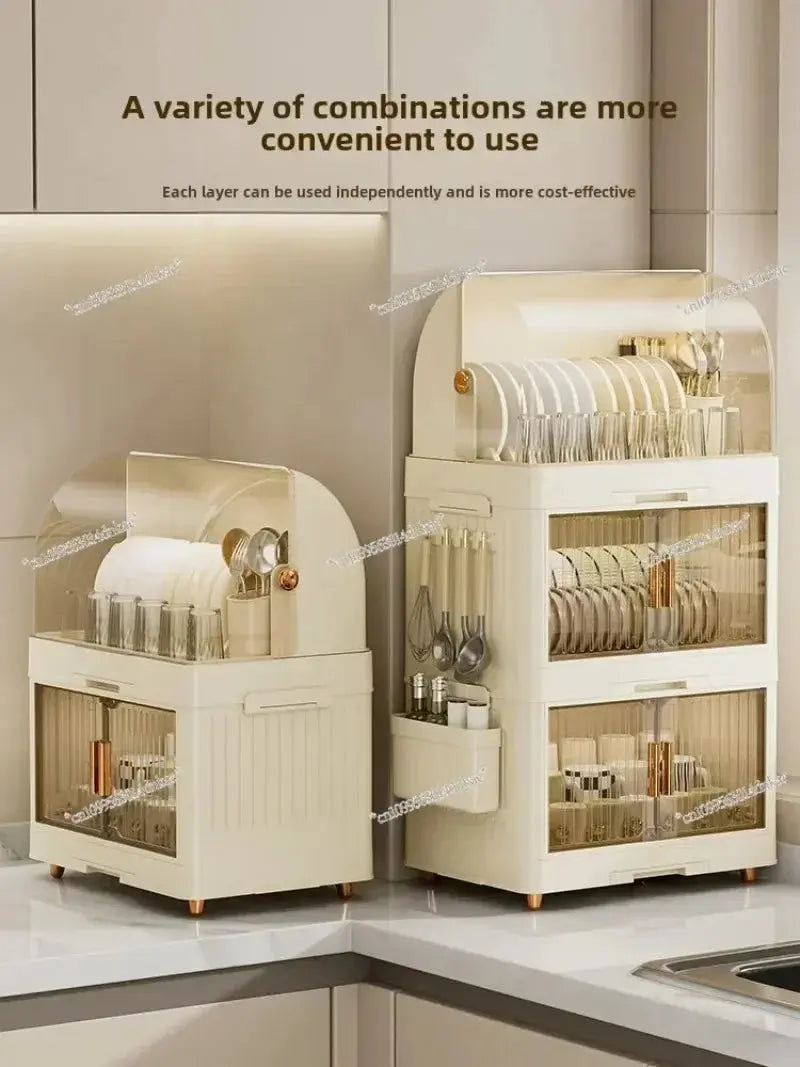 Kitchen Bowl Rack, Tableware Storage Box, Household with Lid, Tableware, Bowl Box, Dish Drain Rack, Plastic Cupboard Kitchen Outlet Store Home