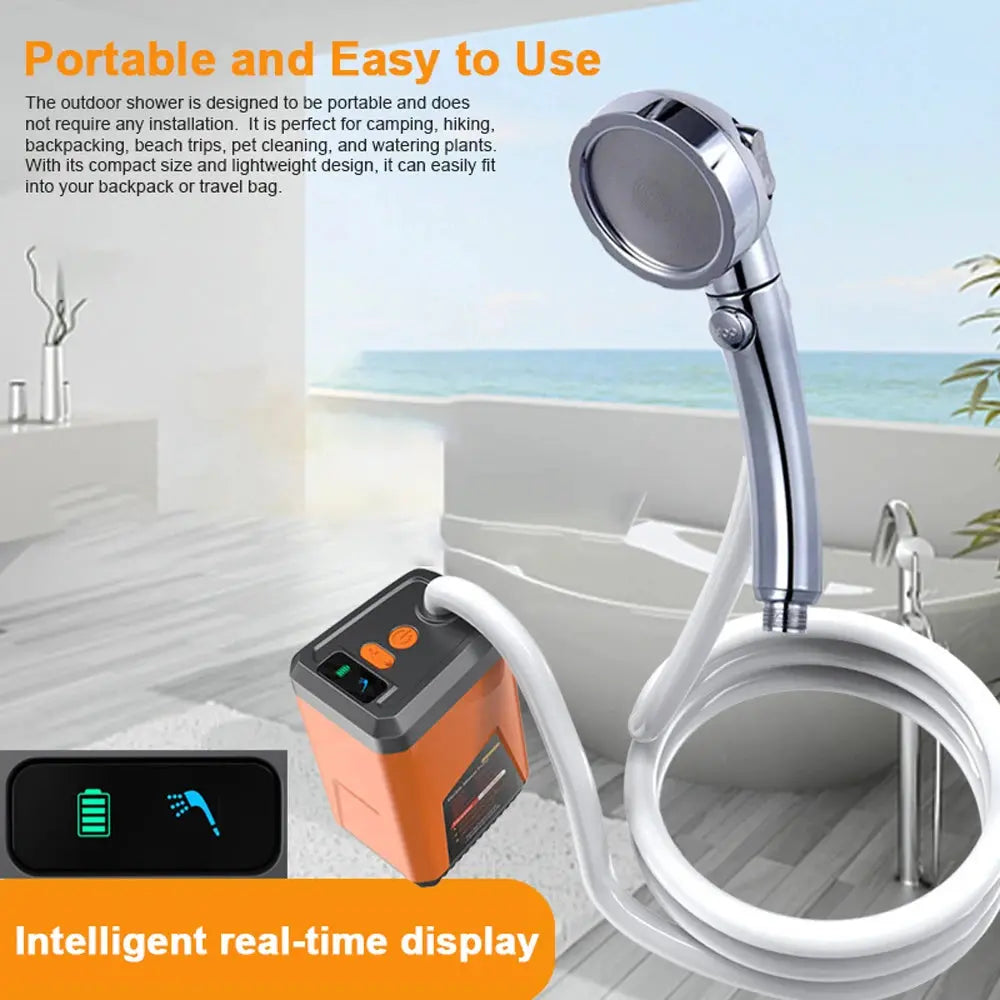 Portable Camping Shower Outdoor Electric Shower Pump Rechargeable Battery Powered Shower - Kitchen Outlet Store Home