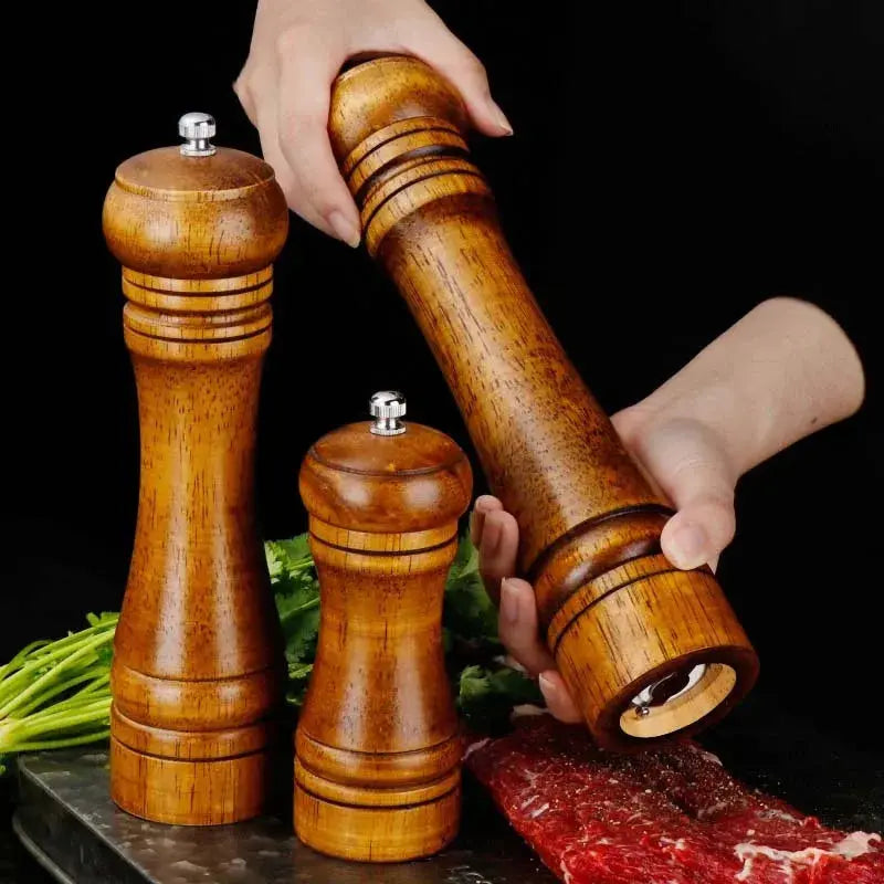 Classical Oak Wood Pepper Spice Mill Grinder Set Handheld - Kitchen Outlet Store Home