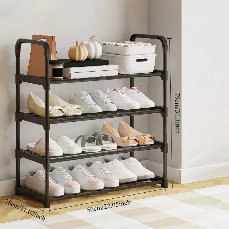 Bedroom Simple Shoe Rack Multifunctional Shoe Rack Stackable Organizer Dustproof Shoe Rack Space-Saving Household Shoes Cabinet Kitchen Outlet Store Home