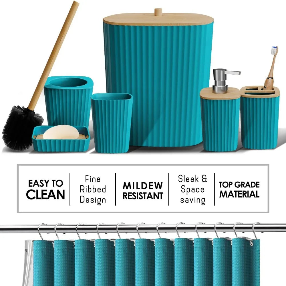 Bathroom Accessories Set with Shower Curtain and Rugs