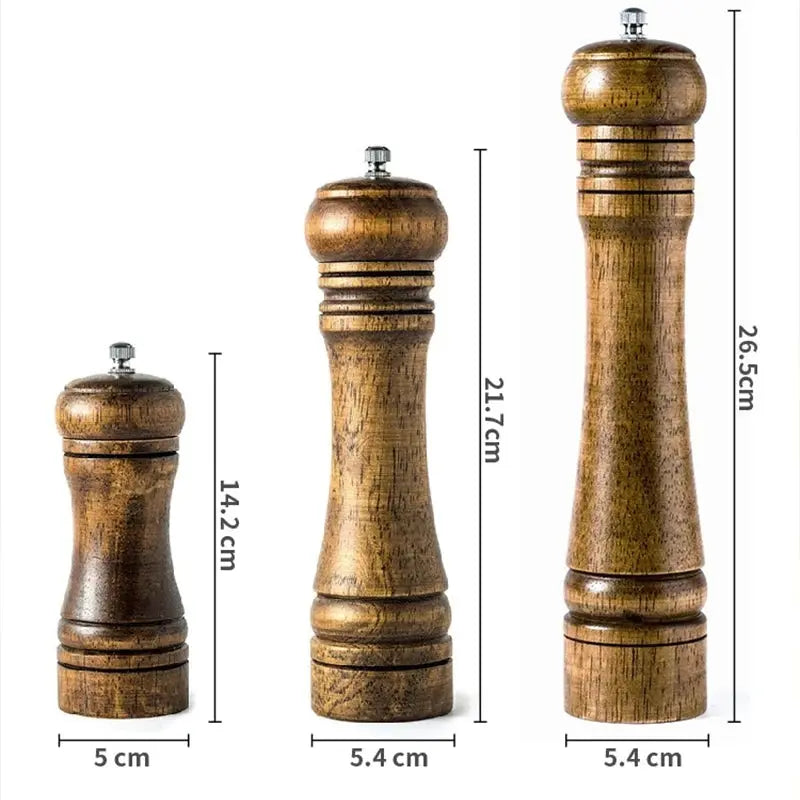 Classical Oak Wood Pepper Spice Mill Grinder Set Handheld - Kitchen Outlet Store Home