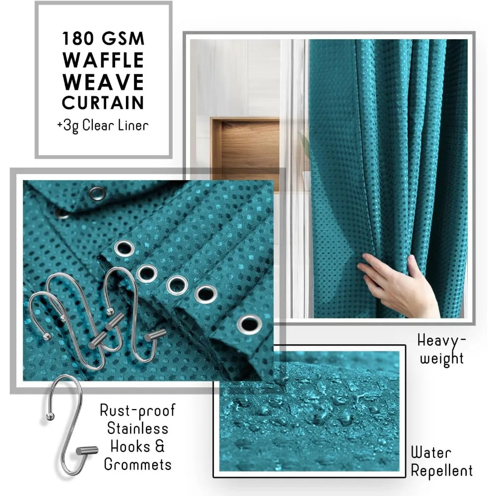 Bathroom Accessories Set with Shower Curtain and Rugs