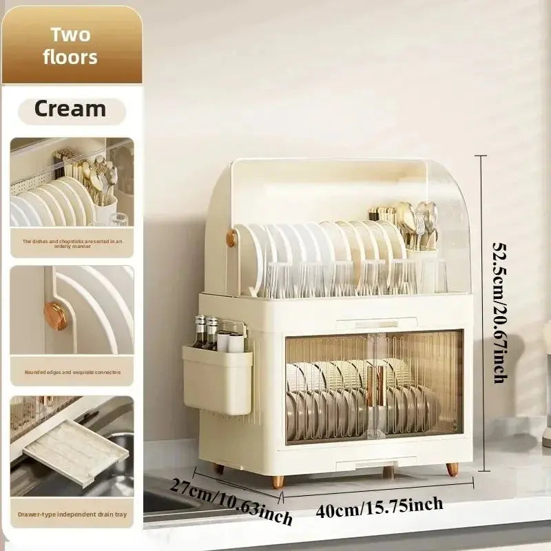 Kitchen Bowl Rack, Tableware Storage Box, Household with Lid, Tableware, Bowl Box, Dish Drain Rack, Plastic Cupboard Kitchen Outlet Store Home