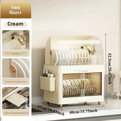 Kitchen Bowl Rack, Tableware Storage Box, Household with Lid, Tableware, Bowl Box, Dish Drain Rack, Plastic Cupboard Kitchen Outlet Store Home