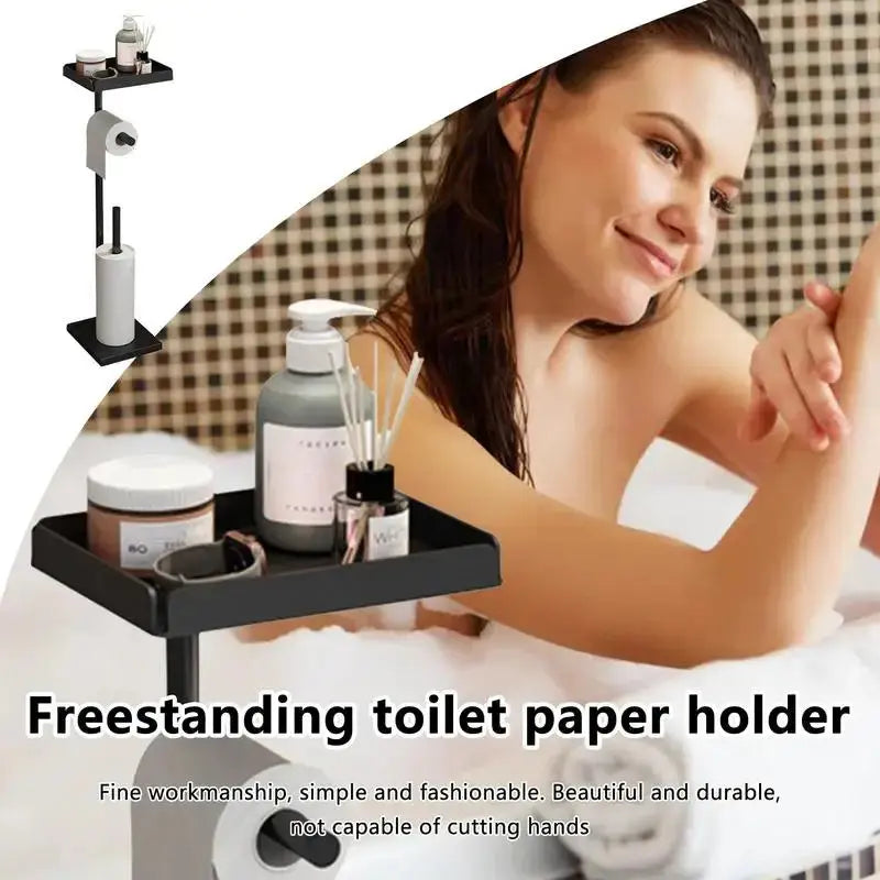 Standing Toilet Paper Holder with Storage Shelf - Kitchen Outlet Store Home