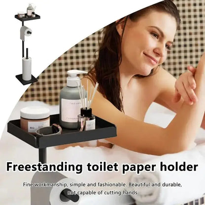 Standing Toilet Paper Holder with Storage Shelf - Kitchen Outlet Store Home