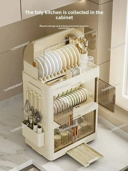 Kitchen Bowl Rack, Tableware Storage Box, Household with Lid, Tableware, Bowl Box, Dish Drain Rack, Plastic Cupboard Kitchen Outlet Store Home