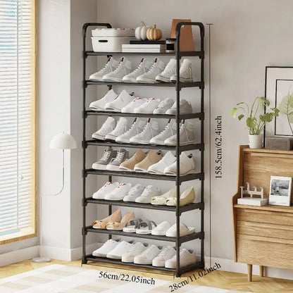 Bedroom Simple Shoe Rack Multifunctional Shoe Rack Stackable Organizer Dustproof Shoe Rack Space-Saving Household Shoes Cabinet Kitchen Outlet Store Home