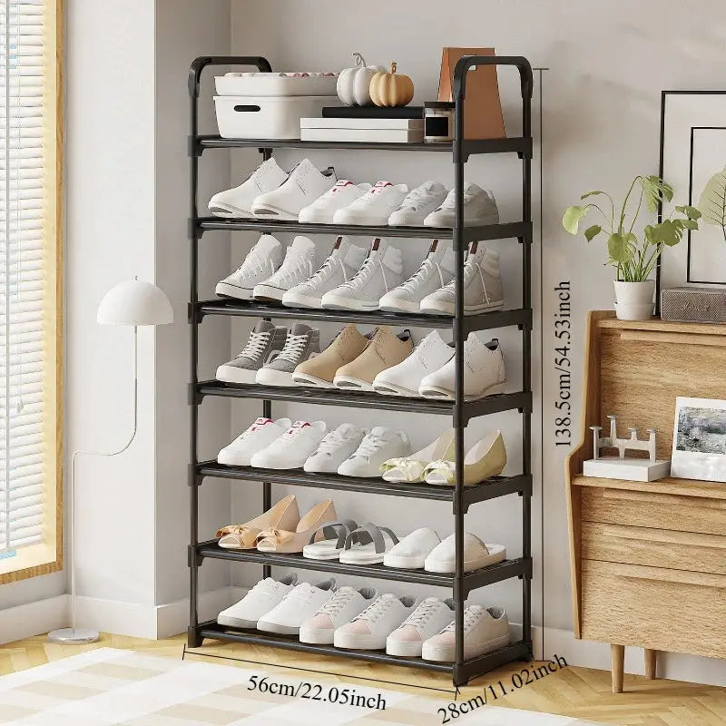 Bedroom Simple Shoe Rack Multifunctional Shoe Rack Stackable Organizer Dustproof Shoe Rack Space-Saving Household Shoes Cabinet Kitchen Outlet Store Home