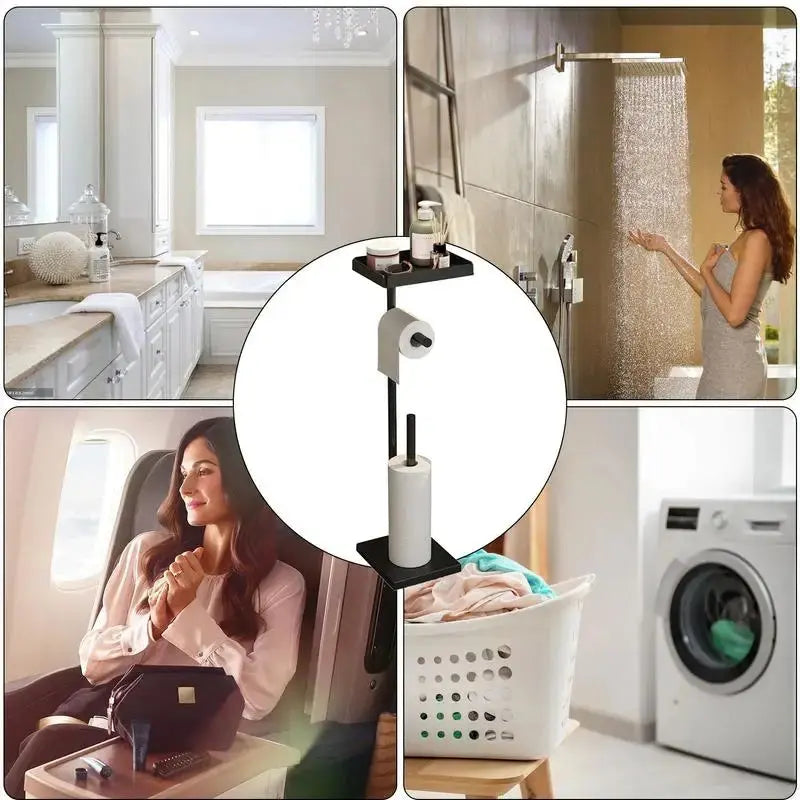 Standing Toilet Paper Holder with Storage Shelf - Kitchen Outlet Store Home
