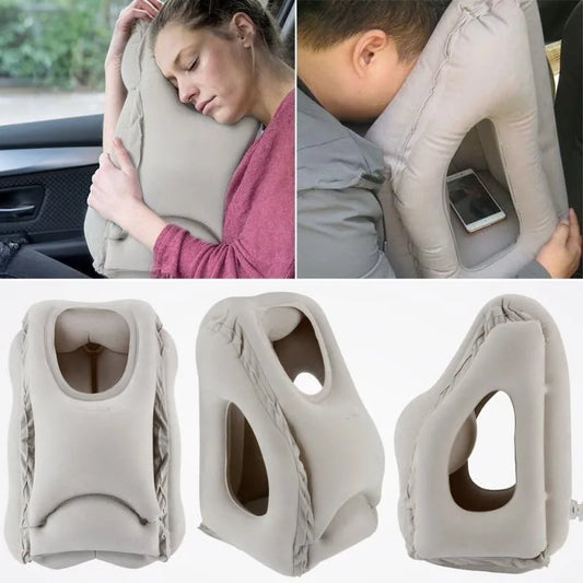 Upgraded Inflatable Air Cushion Travel Pillow Headrest