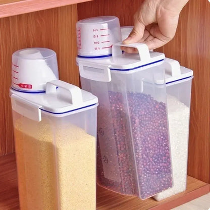 Kitchen cereals storage box Home Kitchen Transparent Plastic PP Food Container Rice and flour Storage Box With Measuring Cup Kitchen Outlet Store Home