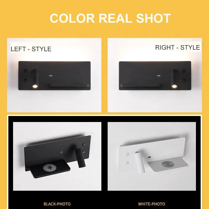 Bedroom Wall Lamp with USB Quick Charging 3W Rotatable Spotlight Reading Light Bedside for Home Decoration  Background Kitchen Outlet Store Home