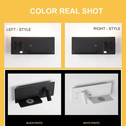 Bedroom Wall Lamp with USB Quick Charging 3W Rotatable Spotlight Reading Light Bedside for Home Decoration  Background Kitchen Outlet Store Home