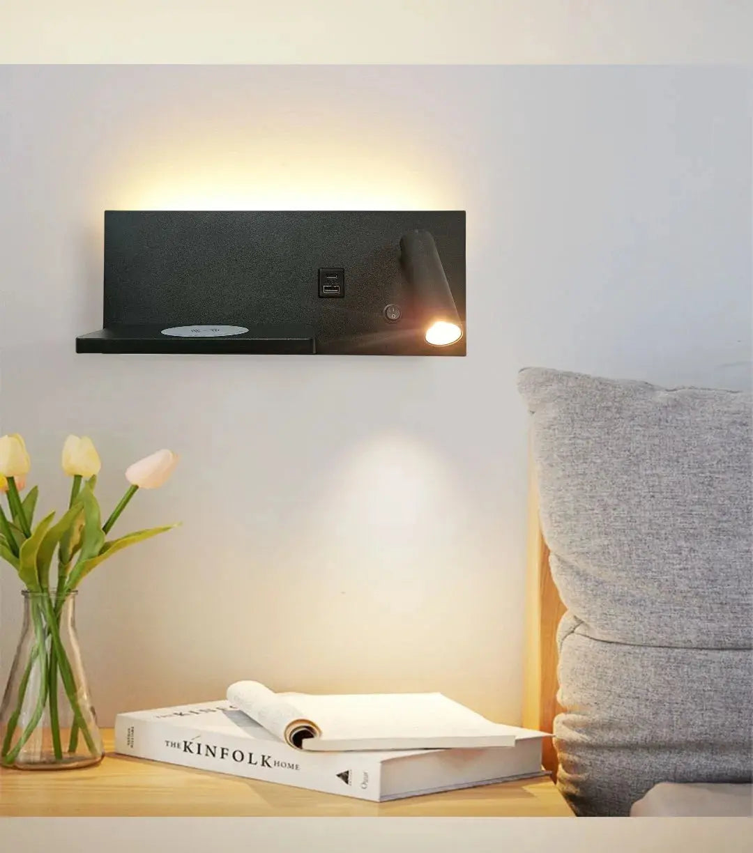 Bedroom Wall Lamp with USB Quick Charging 3W Rotatable Spotlight Reading Light Bedside for Home Decoration  Background Kitchen Outlet Store Home