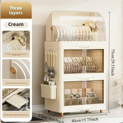 Kitchen Bowl Rack, Tableware Storage Box, Household with Lid, Tableware, Bowl Box, Dish Drain Rack, Plastic Cupboard Kitchen Outlet Store Home