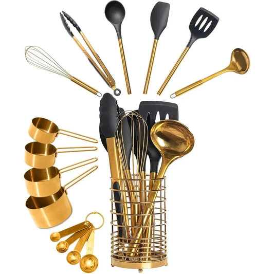 Black and Gold Kitchen Utensils Set