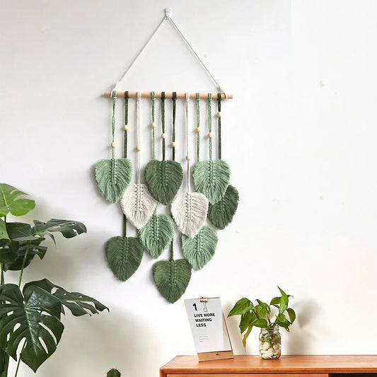 Leaves Tassels Tapestry Decor Macrame