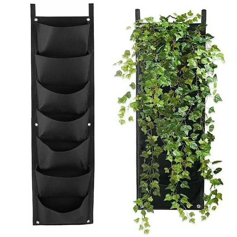 7 Pocket Vertical Growing Planting Bag Felt Fabric Wall Hanging