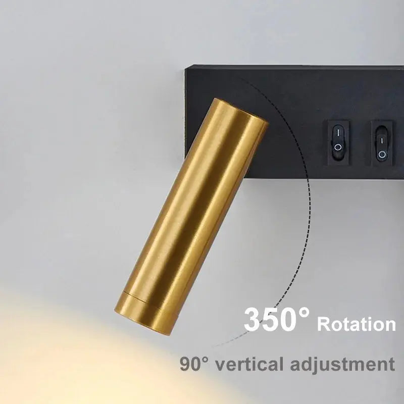 Bedroom Wall Lamp with USB Quick Charging 3W Rotatable Spotlight Reading Light Bedside for Home Decoration  Background Kitchen Outlet Store Home