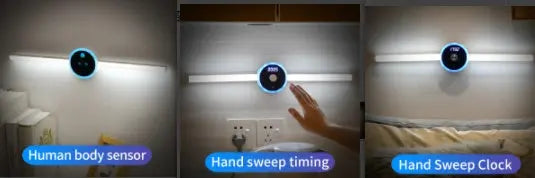 Smart Cabinet Light Clock Timing Sensor Light Removable LED Kitchen Outlet Store Home
